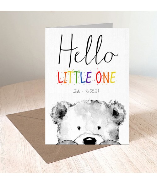 New Baby - Rainbow Teddy Card