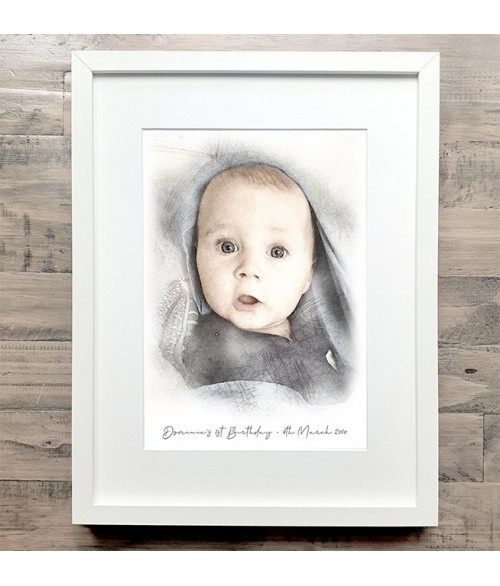 Baby Portrait Illustration - Mitre Frame
