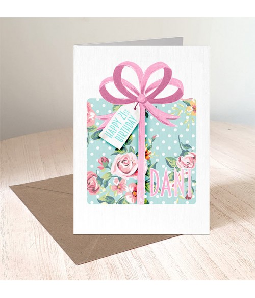 Ditsy Print Personalised Present Card