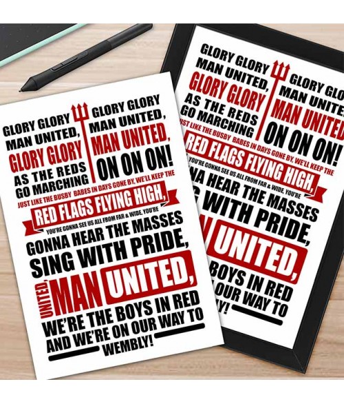 Sports Fan Song Lyric Print - Manchester United