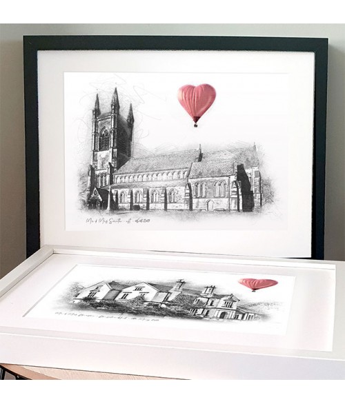 Wedding Venue Illustration - Up, Up and Away