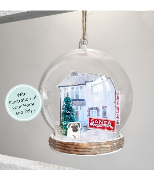 Personalised Home and Pet Glass Snow Globe Bauble