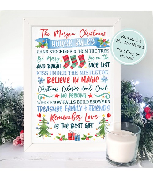 Personalised Our Family Christmas Rules Print