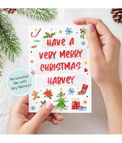 Personalised Christmas Doodles Card