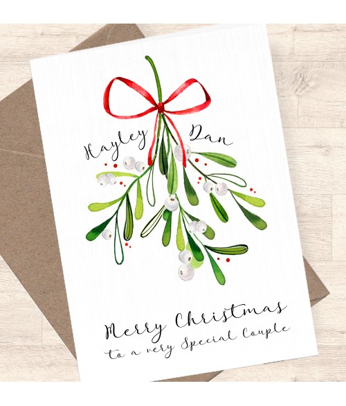 Personalised Special Couple Mistletoe Christmas Card