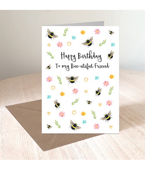 Bee Ditsy Print Beautiful Birthday Card