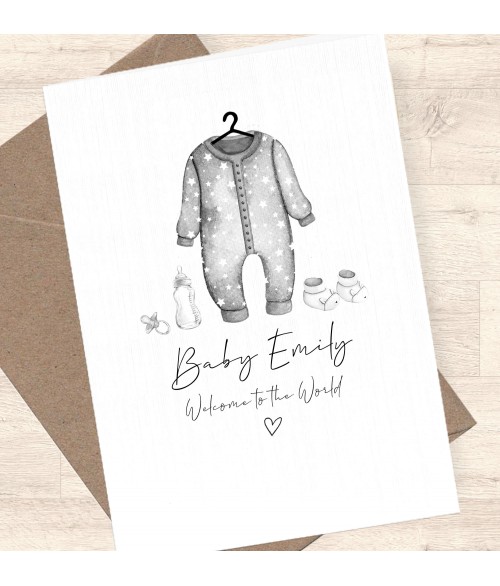 New Baby - Welcome to the World Card Grey
