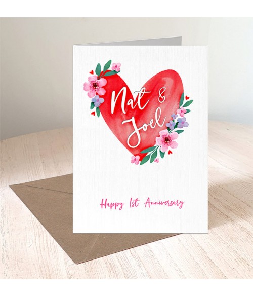 Personalised Heart Anniversary Card