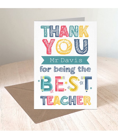 Thankyou Teacher Typography Card
