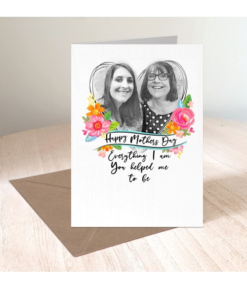 Mother's Day Floral Heart Illustration Card
